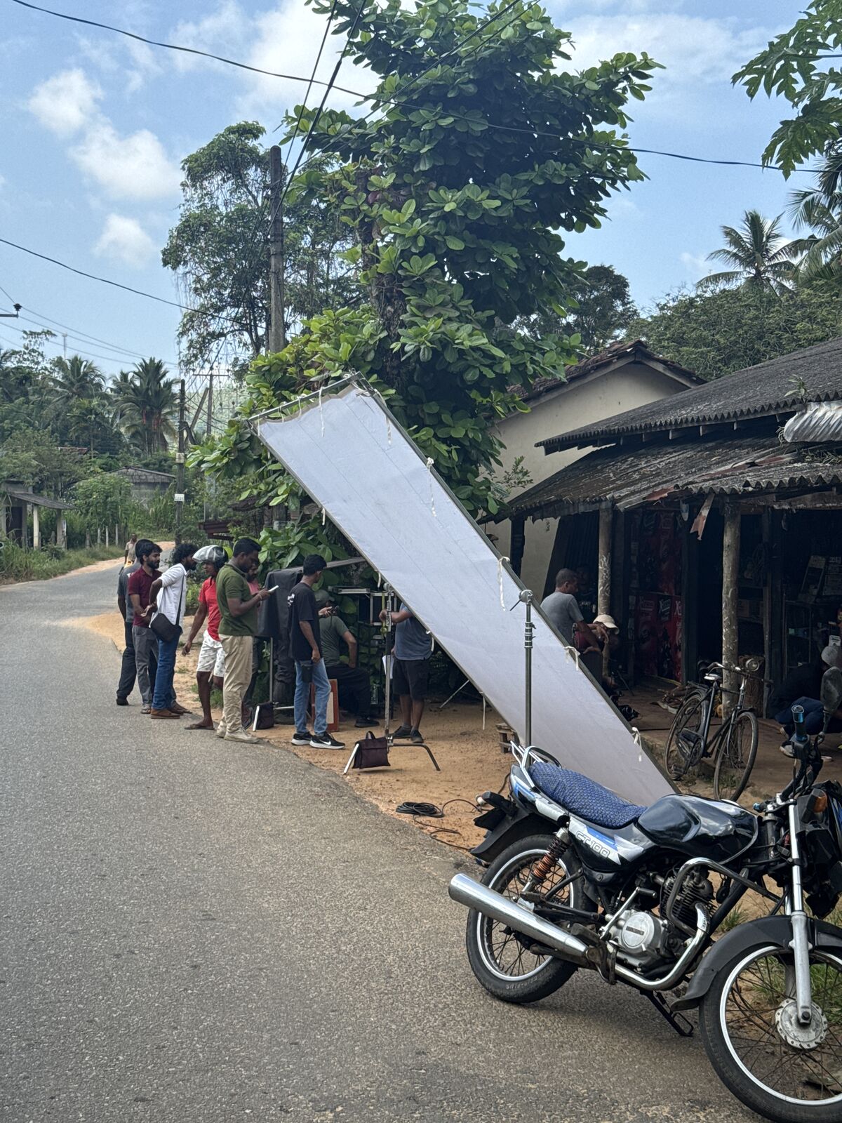 Behind-the-scenes moment on a film production set